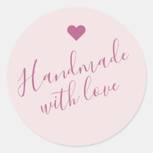 Sticker Rond Faite à la main moderne avec script d'amour coeur 