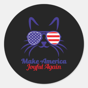 Sticker Rond Faites à l'Amérique Joyeuse à nouveau Chat Ladies