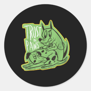 Sticker Rond Faites Confiance Aux Paws - Deux Chiens Tatouant L