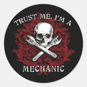 Sticker Rond Faites-moi confiance Je suis un vêtement mécanique