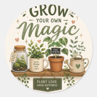 Sticker Rond Faites Pousser Votre Propre Magie | Plante d'Esthé
