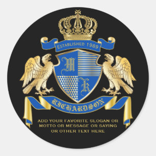 Sticker Rond Faites votre propre armoiries Emblème d'aigle ble