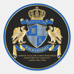 Sticker Rond Faites votre propre armoiries Emblème d'aigle ble