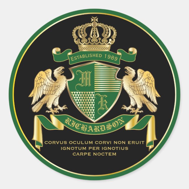 Sticker Rond Faites votre propre blouse d'armoiries d'aigle ver (Devant)