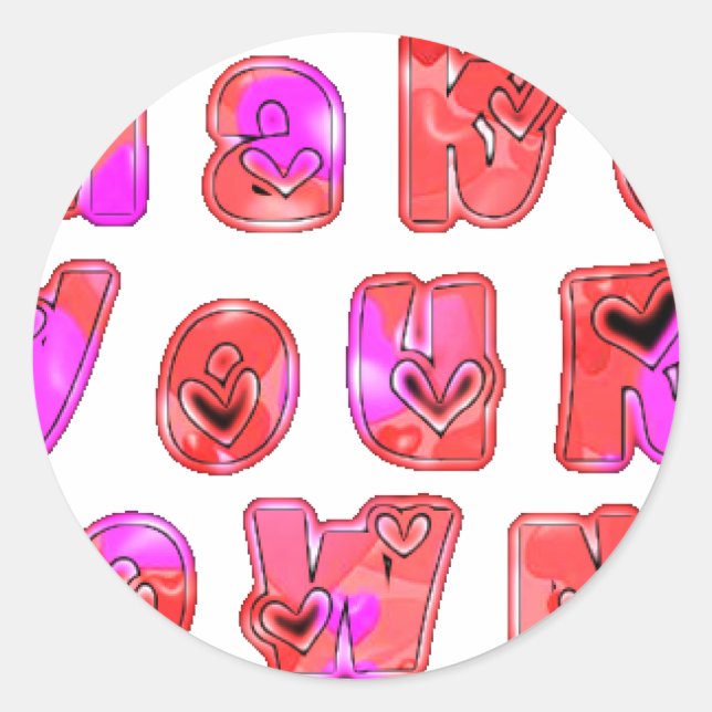 Sticker Rond Faites votre propre coeur Art Design d'impression (Devant)