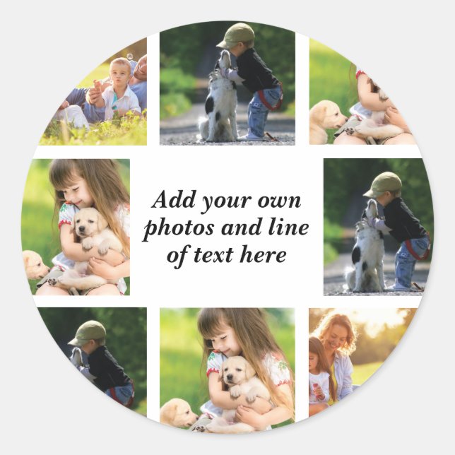Sticker Rond Faites votre propre collage photo et texte (Devant)