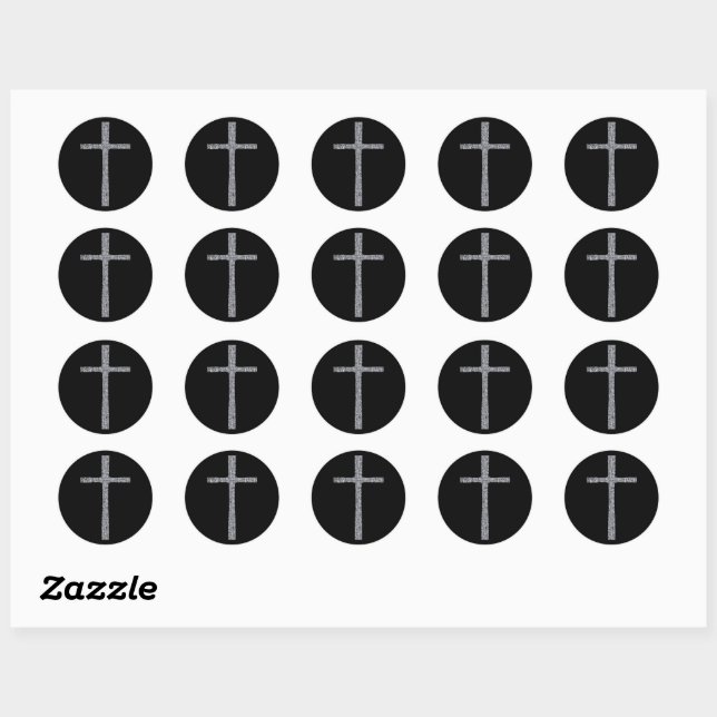 Sticker Rond Faith Cross Silver (Feuille)