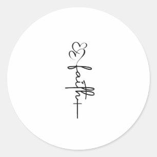 Sticker Rond Faith Hearts & Cross Christian Faith Design