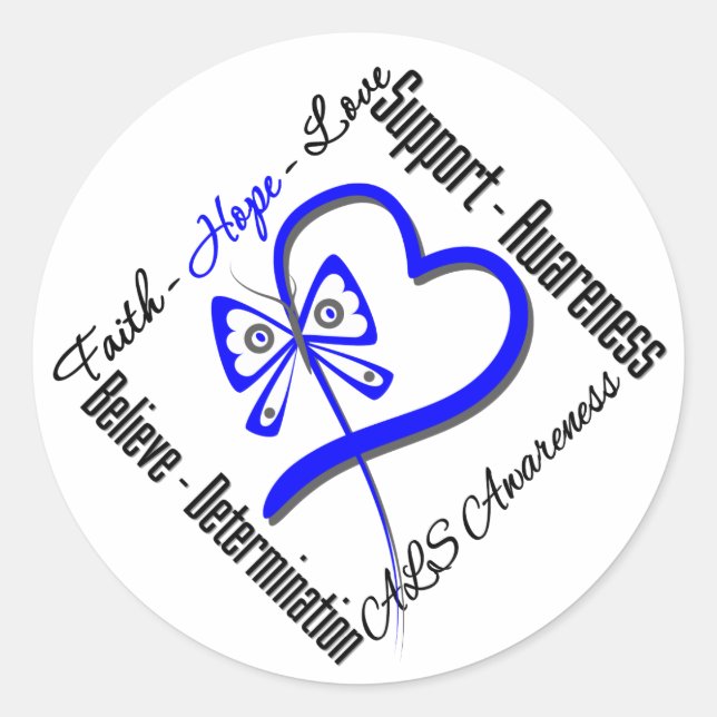 Sticker Rond Faith Hope Love Butterfly - Sensibilisation à la S (Devant)