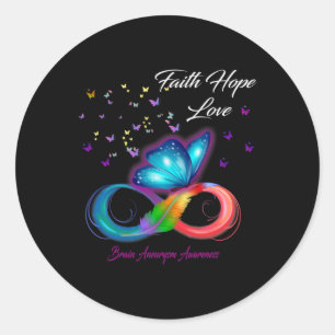 Sticker Rond Faith Hope Love Cerveau Aneurysme Sensibilisation