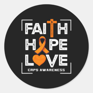 Sticker Rond Faith Hope Love Crps Sensibilisation