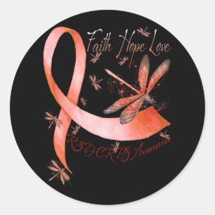 Sticker Rond Faith Hope Love Dragonfly Rsd Crps Sensibilisation