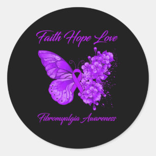 Sticker Rond Faith Hope Love Fibromyalgie Sensibilisation