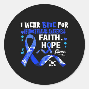 Sticker Rond Faith Hope Love Je Porte Du Bleu Pour Hydrocéphali