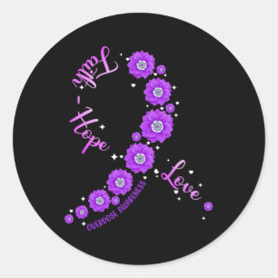 Sticker Rond Faith Hope Love Overdose Sensibilisation Ruban Flo