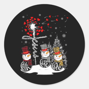 Sticker Rond Faith Hope Love Snowman Jesus Dandelion Christian
