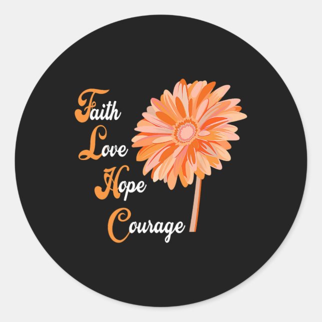 Sticker Rond Faith Love Hope Courage Aml Leukemia Sensibilisati (Devant)