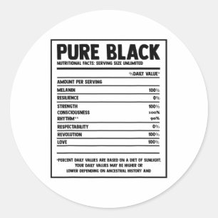 Sticker Rond Faits nutritionnels noirs purs Mois de l'histoire