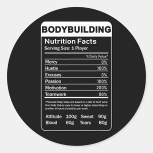 Sticker Rond Faits nutritionnels pour la musculation 