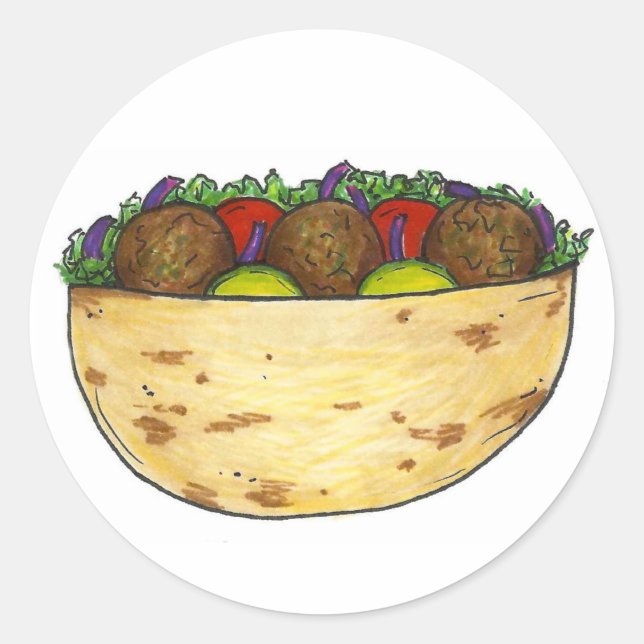 Sticker Rond Falafel farci Pita Mediterannean Food Sandwich (Devant)