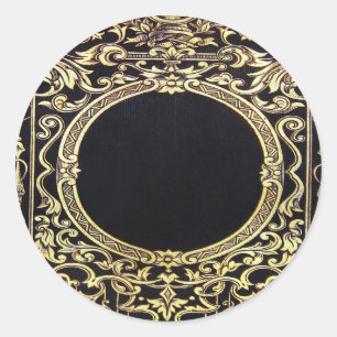 Sticker Rond Falln Ornate Gold Frame (Parfait pour un Monogramm