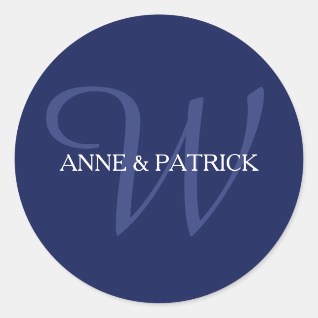Sticker Rond famille bleu marine monogramme initial + noms, mar (Devant)