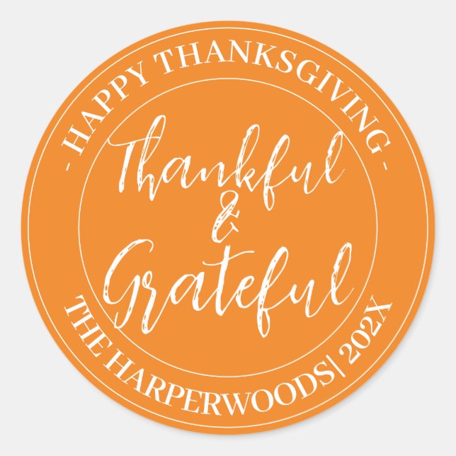 Sticker Rond Famille Bon thanksgiving moderne simple (Devant)
