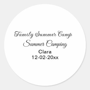 Sticker Rond Famille camping vacances personnalisée ajouter nom