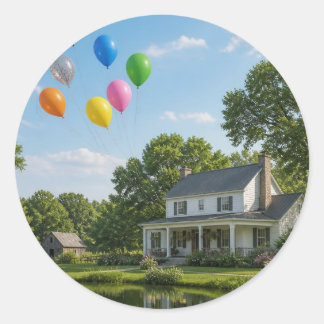 Sticker Rond Famille de ballons