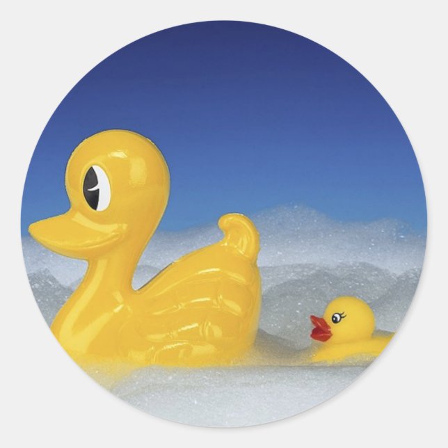 Sticker Rond Famille de canards en caoutchouc (Devant)