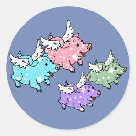 Sticker Rond Famille de porcs volants