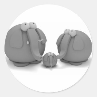 Sticker Rond Famille des éléphants