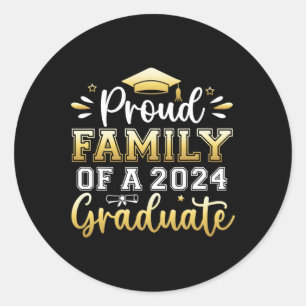 Sticker Rond Famille D'Un Diplômé Supérieur De 2024 Hommes Deux