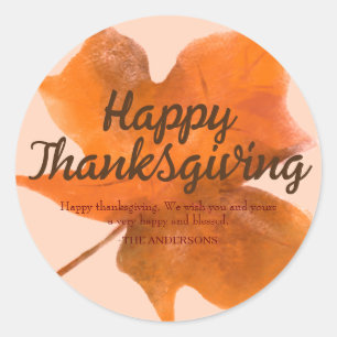 Sticker Rond Famille Floral Autumn Leaf Bon thanksgiving