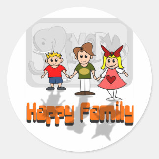 Sticker Rond Famille heureuse