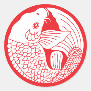 Sticker Rond Famille japonaise Crest-Carp