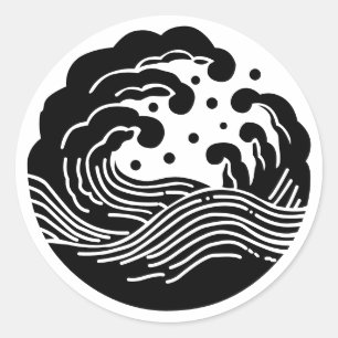 Sticker Rond Famille Japonaise Crest-Wave