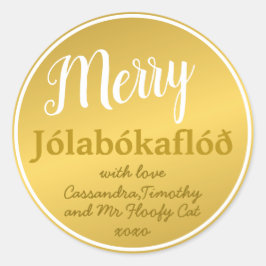 Sticker Rond Famille Merry Jólabókaflóð