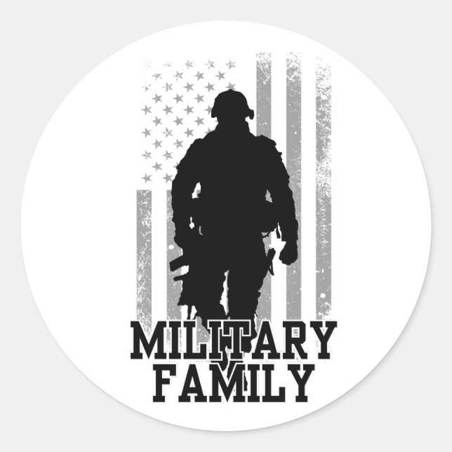 Sticker Rond Famille militaire (Devant)