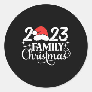 Sticker Rond Famille Noël 2023 Équipage correspondant Père Noël
