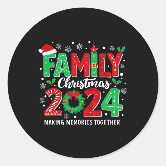 Sticker Rond Famille Noël 2024 Noël Crew Noël Famille Ma (Devant)