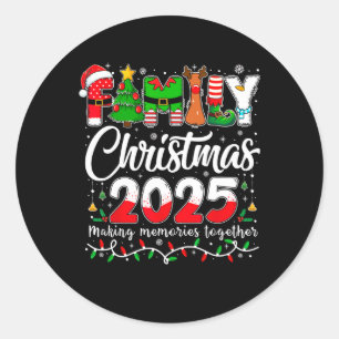 Sticker Rond Famille Noël 2025 Matching tenue Xmas Squad S