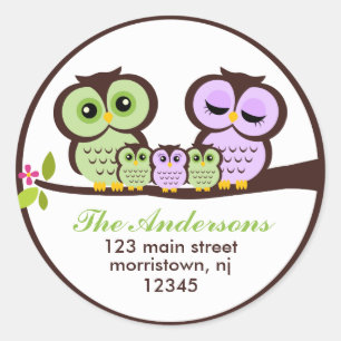 Sticker Rond Famille Owl