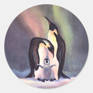 Sticker Rond FAMILLE PENGUIN par SHARON SHARPE
