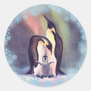 Sticker Rond FAMILLE PENGUIN par SHARON SHARPE