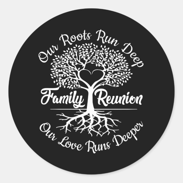 Sticker Rond Famille Réunion arbre généalogique Coeur (Devant)