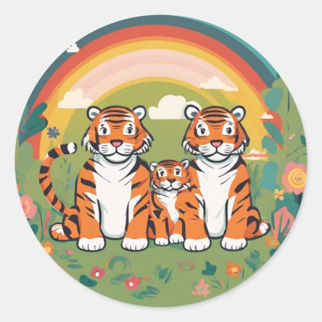 Sticker Rond Famille Tiger (Devant)