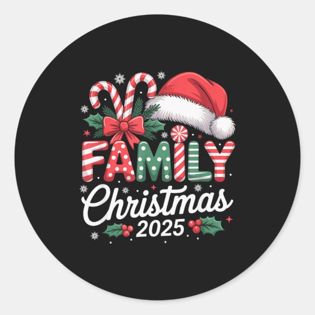 Sticker Rond Family Christmas 2025 Xmas Matching Pajamas  (Devant)