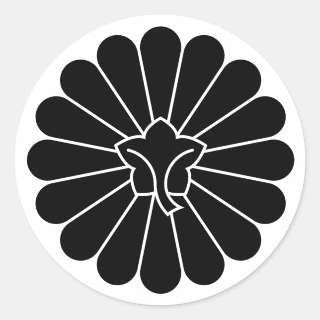 Sticker Rond [Family Crests] back-side 16 petals chrysanthemum (Devant)