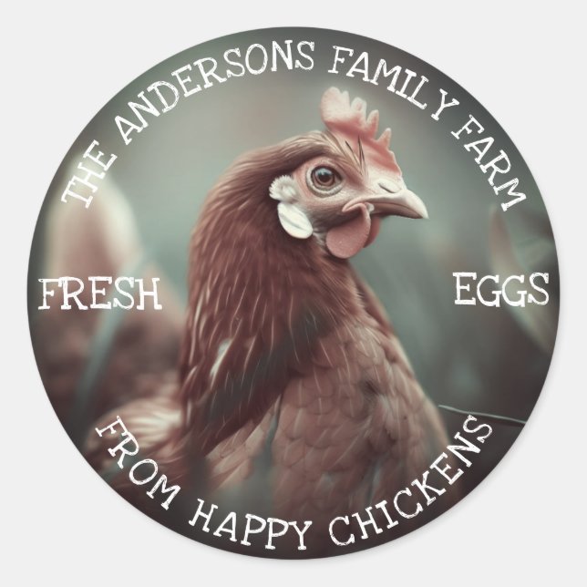 Sticker Rond Family Farm Custom Funny Chicken Modèle photo (Devant)